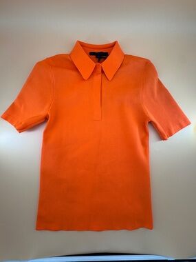 Alexander Wang Fluorescent Orange Stretch Short Sleeve Polo Top Women’s L Large